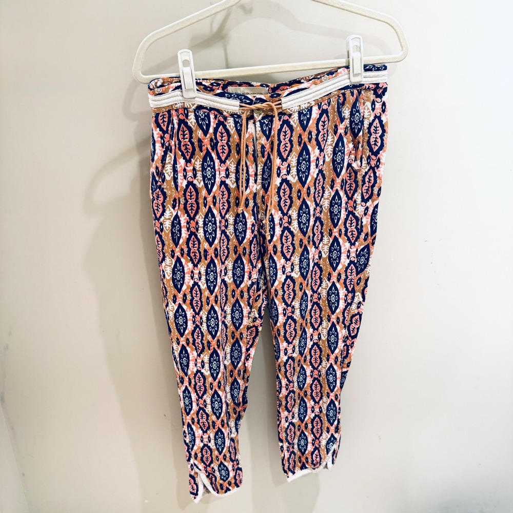 Anthropologie Pilcro Printed Cropped Pants Drawstring Waist‎ Bohemian No 29